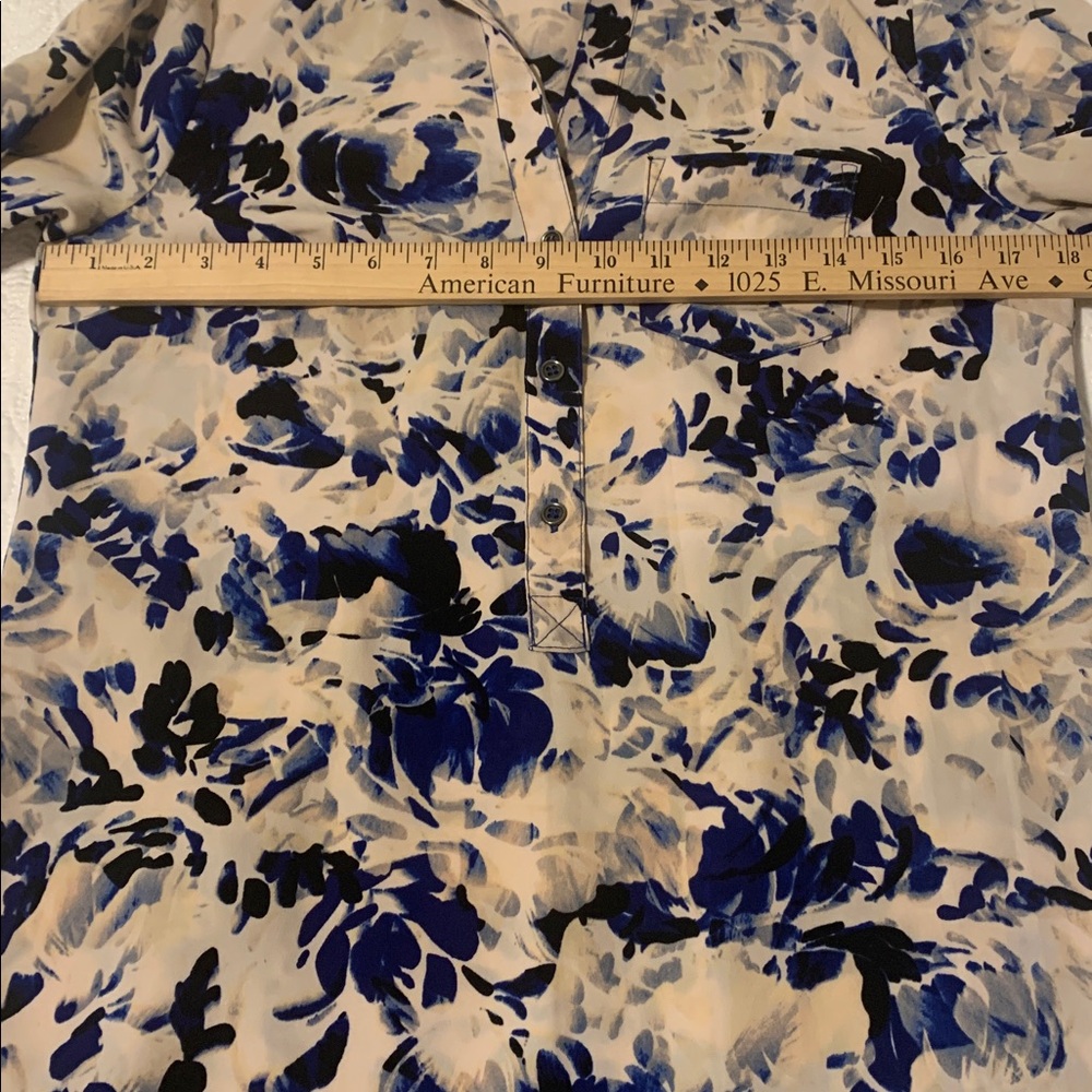 The Limited Blue and Cream Long Sleeve Floral Shirt Dress - Picture 7 of 9